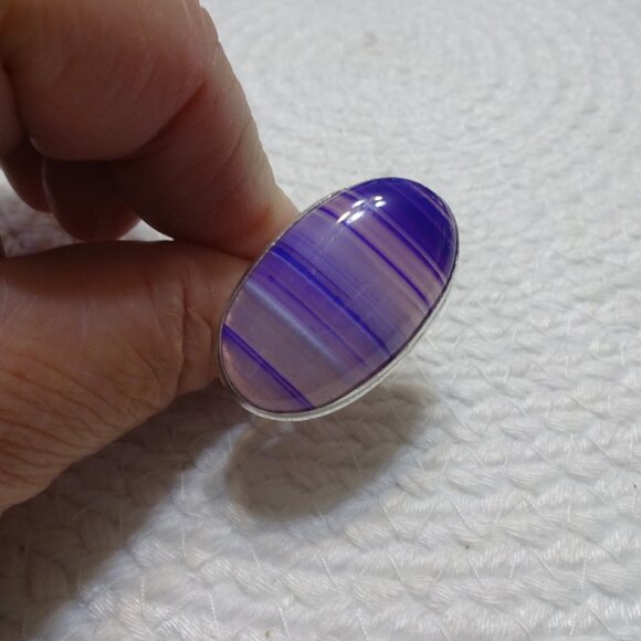 Gorgeous PURPLE BOTSWANA AGATE Handmade Sterling 925 Ring Size 11 #853C - Picture 1 of 3